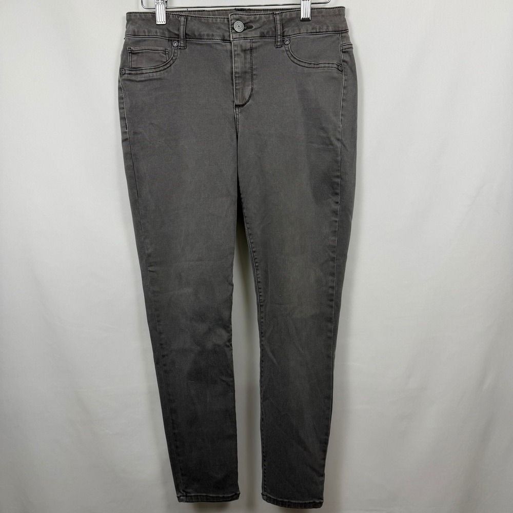 Maurices Charcoal Gray Skinny Jeans Mid Rise Stretch Size Medium Short
